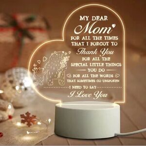 Mother’s Day gift Mama Bear Acrylic Night Lamp Heart-Shaped LED Night Light New